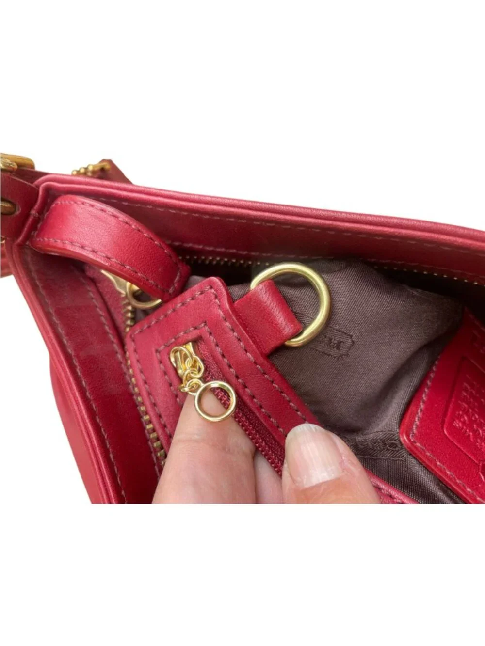 Vintage Coach Red Leather Legacy Shoulder Bag - Style #9861 * Flaw*  90's mini - Picture 6 of 16